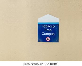 Tobacco Free Campus Sign On A Textured Wall