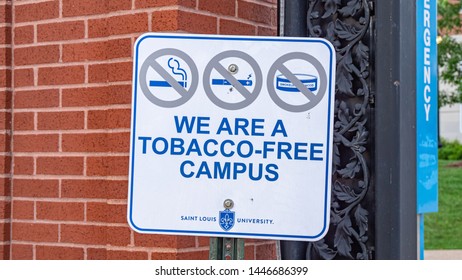 Tobacco Free Campus Sign - ST. LOUIS, MISSOURI - JUNE 19, 2019