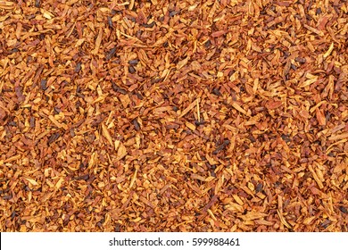 Tobacco texture. High quality dry cut tobacco  big leaf, close up, background 