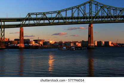 Tobin Bridge At The Golden Hour 