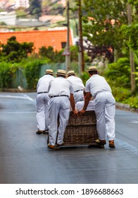 Toboggan Riders On Sledge In Monte - Funchal Madeira Island - Portugal