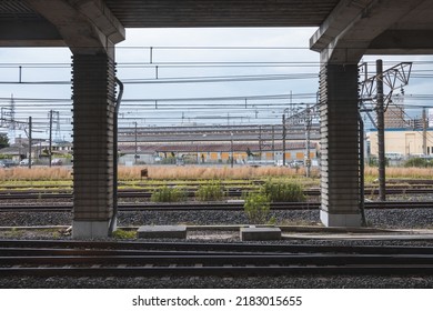 Tochigi, Japan - 06.2022: Japanese Train Station Platform At Oyama Station Used To Board And Alight The Ryomo Line Train