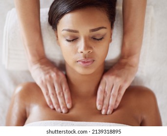 Today Is For Being Pampered. Shot Of A Beautiful Young Woman At The Beauty Spa.