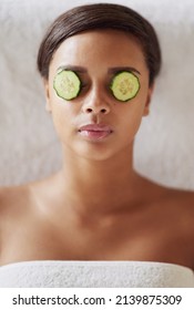 Today Is For Being Pampered. Shot Of A Beautiful Young Woman At The Beauty Spa.