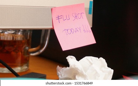 Today Flu Shot Reminder Written On A Pink 