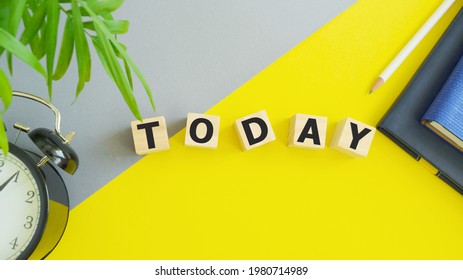 Today word made of wood background. Business concept. Today sign, current day concept. Calendar concept. Word today written with wooden cubes. - Shutterstock ID 1980714989