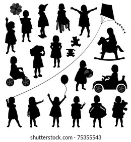 toddler child children baby girl kid silhouette playing happy activity