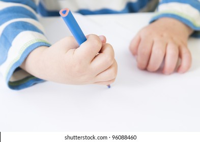 Toddler Demonstrates A Poor Pencil Grip