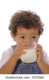 toddler drinking milk upclose
