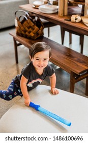 Toddler Girl Exploring Furniture Show Room