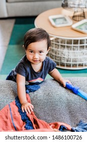 Toddler Girl Exploring Furniture Show Room