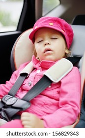 Toddler Girl Sleeping In Car Seat