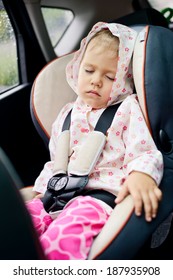 Toddler Girl Sleeping In Car Seat