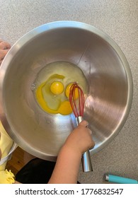 Toddler Helping Parents To Bake, Baking With Kids, Mixing Batter