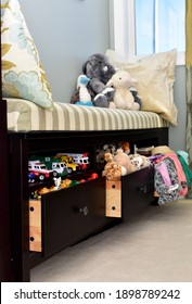 Toddler Toy Storage Solutions In Window Bench In Living Room For Easy Clean Up And Tidy Living