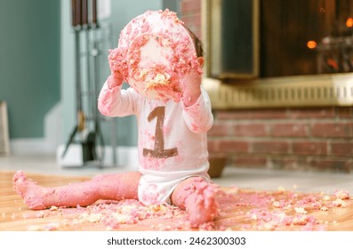 Toddler's First Birthday Cake Smash - Powered by Shutterstock