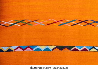 Todos Santos, Baja California Sur, Mexico. November 11, 2021. Detail Of An Orange Woven Blanket In Todos Santos.