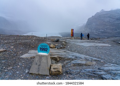 Toe Of The Athabasca Glacier Trail. Columbia Icefield, Jasper National Park, Alberta, Canada.