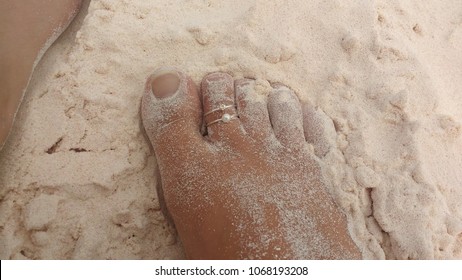 Toe Ring On The Sand, Hippie Female 