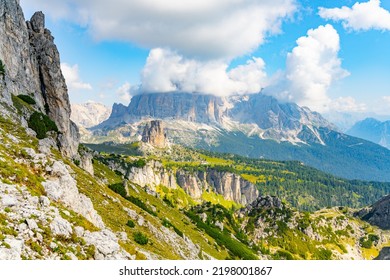 Tofana di Rozes and Cinque Torri in Dolomites - Shutterstock ID 2198001867