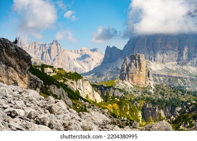 Tofana di Rozes and Cinque Torri in Dolomites - Shutterstock ID 2204380995
