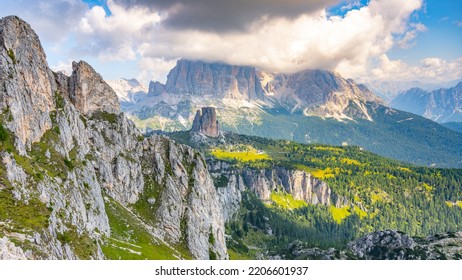 Tofana di Rozes and Cinque Torri in Dolomites - Shutterstock ID 2206601937