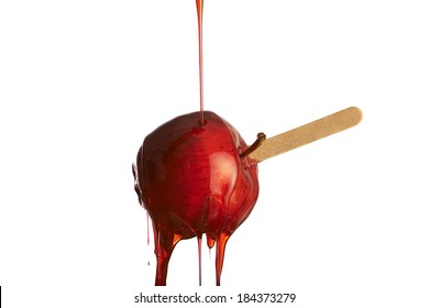 Toffee Apple Bite Isolated On White