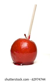 Toffee Apple From Low Perspective Isolated On White.