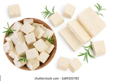 tofu cheese isolated on white background with clipping path and full depth of field, Top view with copy space for your text. Flat lay - Shutterstock ID 1689205783