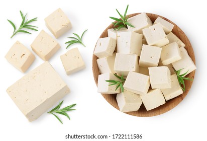 tofu cheese isolated on white background with clipping path and full depth of field, Top view with copy space for your text. Flat lay - Shutterstock ID 1722111586