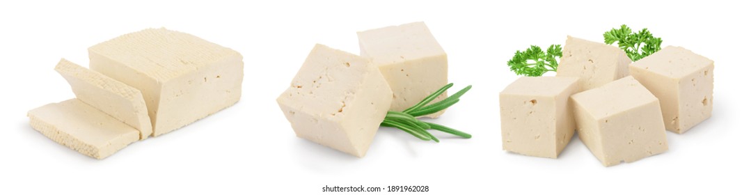 tofu cheese isolated on white background with clipping path and full depth of field, Set or collection - Shutterstock ID 1891962028