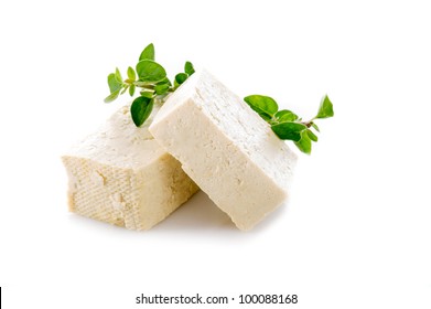 Tofu Cheese On White Background