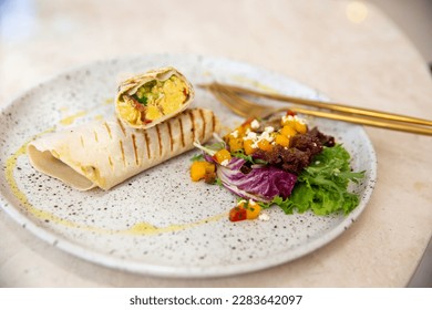 Tofu Wraps with Scrambled Eggs and Vegetables - Powered by Shutterstock