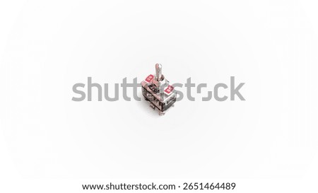 Toggle switch isolated on white background. Two-pin configuration toggle switch (ON-OFF).