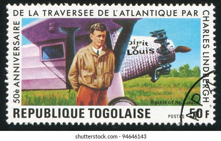 TOGO - CIRCA 1977: Stamp Printed By Togo, Shows Lindbergh And Spirit Of St. Louis, Circa 1977