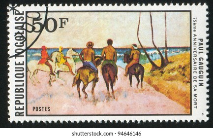 TOGO - CIRCA 1978: stamp printed by Togo, shows Horsemen on Seashore, by Paul Gauguin, circa 1978