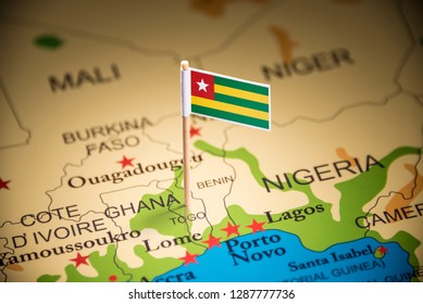 Togo Marked With A Flag On The Map