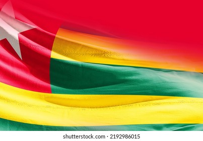 Togo National Flag Cloth Fabric Waving.