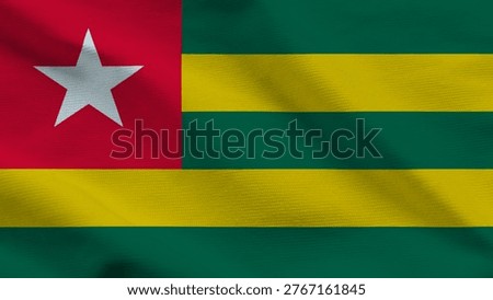 The Togolese flag features a red square with a white star, alongside horizontal stripes of yellow and green. This design represents the nation's sovereignty and pride.