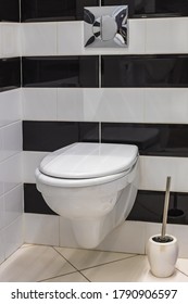 Toilet In The Bathroom. Public Or Private Toilet At Home, Airport, Restaurant Or Cafe.