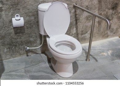 Toilet Bowl And Slippery Handle, Concept Toilet For Safety 