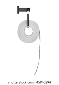 Toilet Paper Holder With Roll, Side View