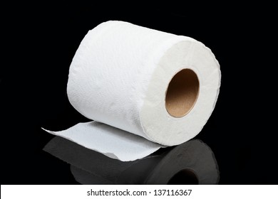 Toilet Paper Isolated On Black