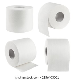Toilet paper isolated on white background, clipping path, full depth of field - Shutterstock ID 2156403001