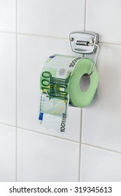 Toilet Paper Made Of Money - Concept