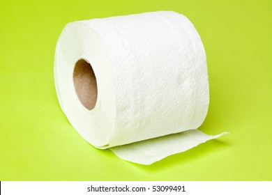 Toilet Paper On Green Background