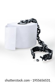 Toilet Paper  Open Shackles, Dysbiosis On A White Background. Made In 3ds Max. For Paintings, Cards, Prints, Posters, Design