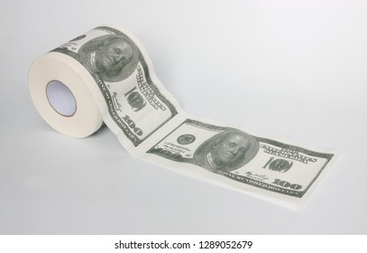 Toilet paper roll on a white background. - Shutterstock ID 1289052679