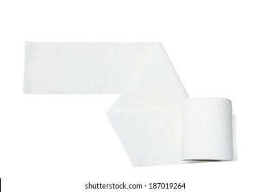 Toilet Paper Roll On White Background