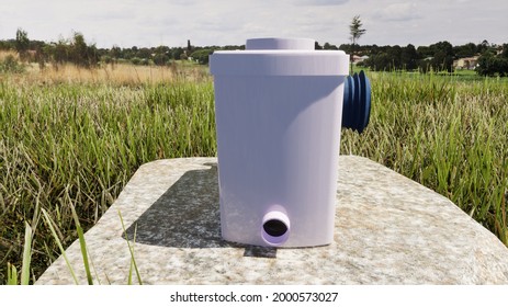 Toilet Pump Shredder. Rendered In 3D. A Waste Shredder, And Sewer Debris, Which Is Connected To The Toilet Drain, Commonly Referred To As A Waste Grinder.